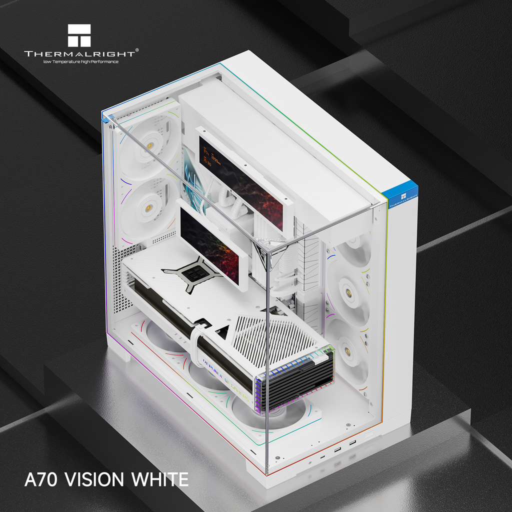 Vỏ case máy tính Thermalright TR - A70 VISION Tempered Glass - WHITE (ARGB, SCREEN LCD)