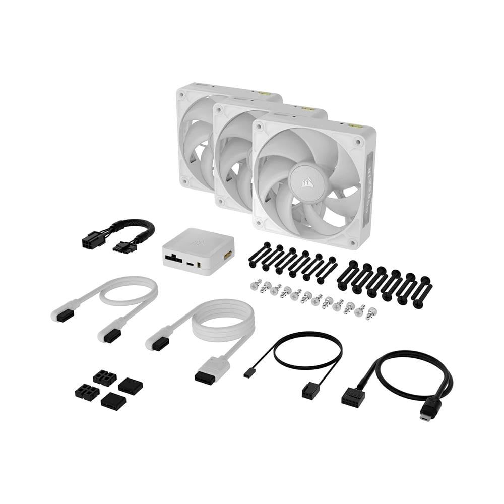 Bộ 3 Quạt Tản Nhiệt Fan Case Corsair iCUE LINK RX120 RGB MAX - WHITE