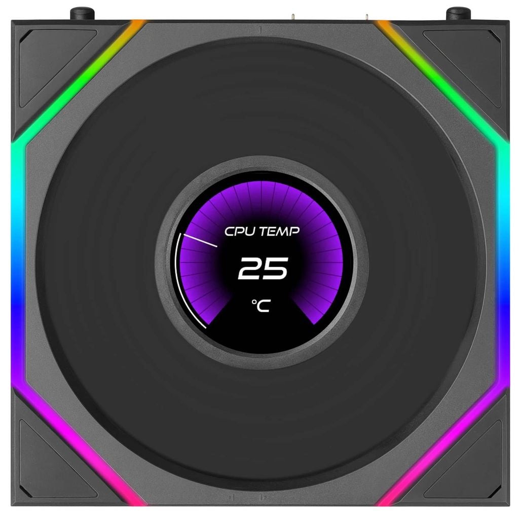 Bộ 3 fan case Lian Li Uni Fan TL FLEX LCD 120 REGULAR | REVERSED BLADE - BLACK (Quạt LCD 12cm)