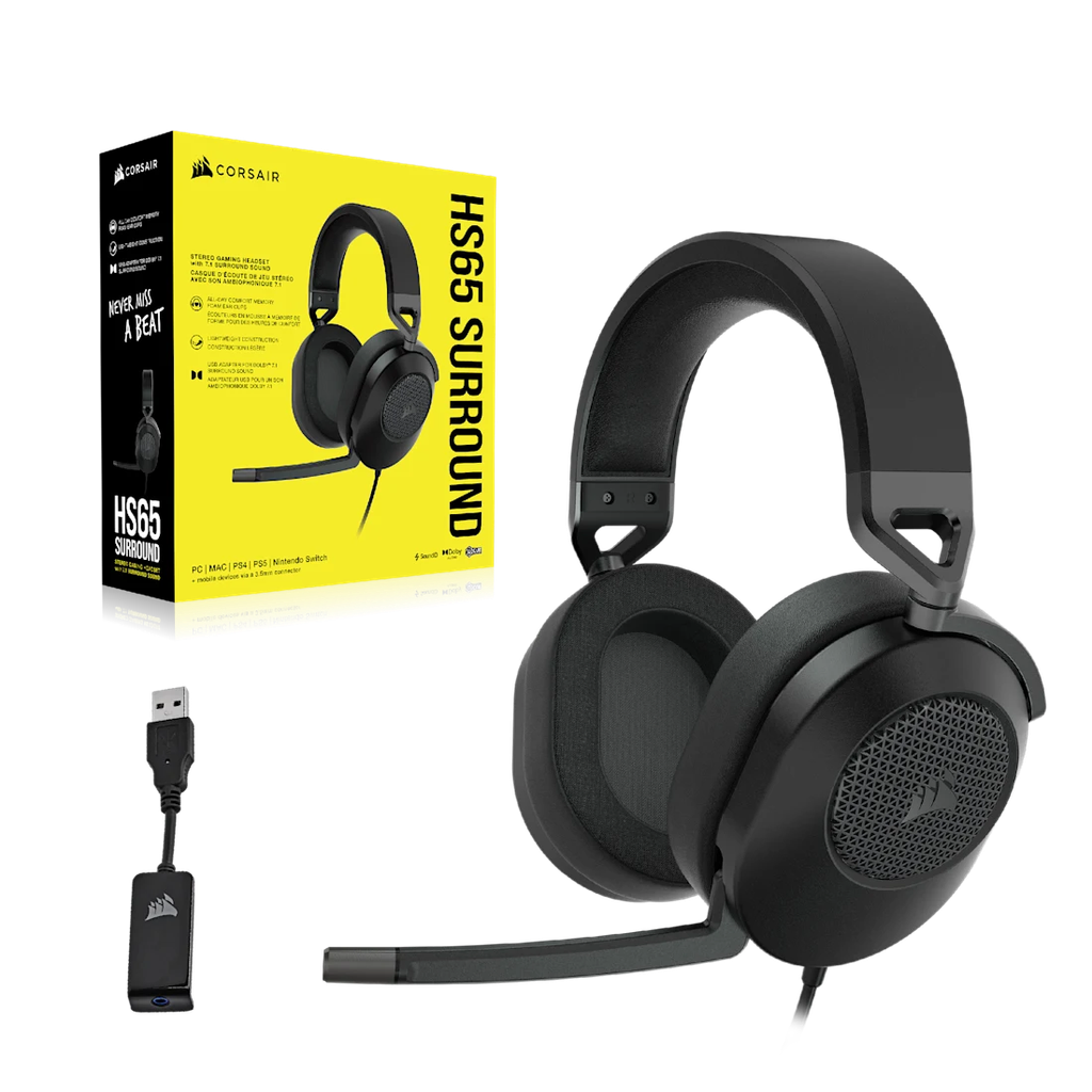 Tai nghe Corsair HS65 Surround Carbon - BLACK