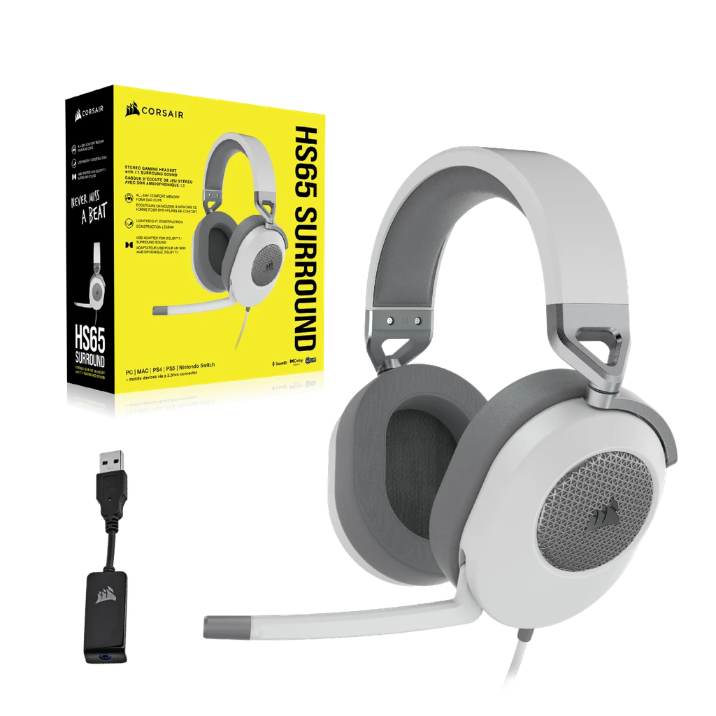 Tai nghe Corsair HS65 Surround - WHITE