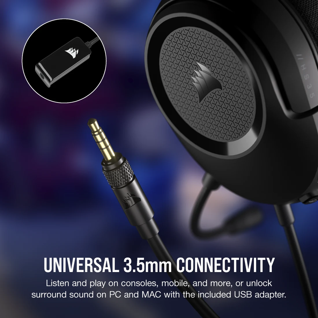 Tai nghe Corsair HS35 Surround V2 Carbon - BLACK