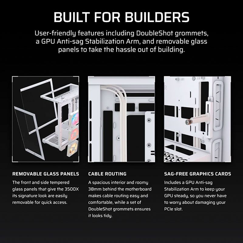 Vỏ Case máy tính Corsair 3500X Tempered Glass Mid-Tower LX-R RGB iCUE LINK - WHITE