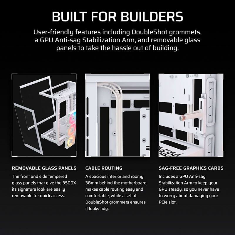 Vỏ Case máy tính Corsair 3500X Tempered Glass Mid-Tower RS-R RGB - WHITE