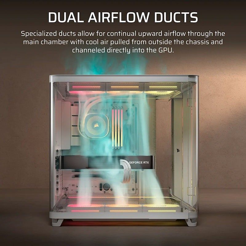 Vỏ Case máy tính Corsair AIR 5400 Tempered Glass Mid-Tower LX-R RGB iCUE LINK - WHITE