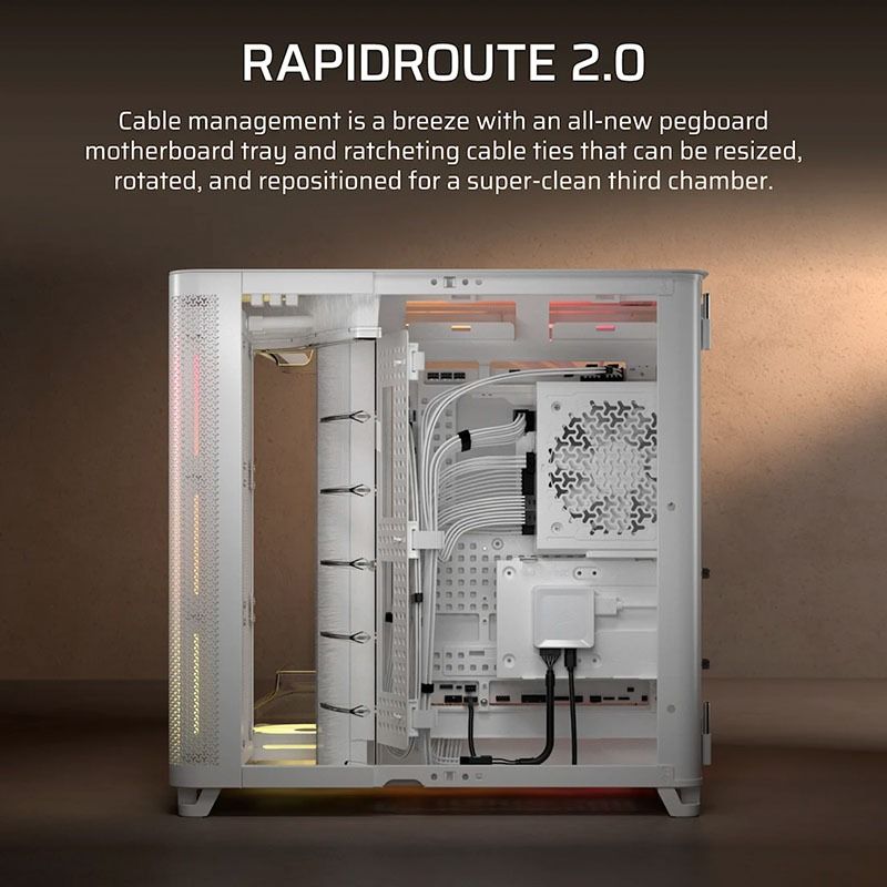 Vỏ Case máy tính Corsair AIR 5400 Tempered Glass Mid-Tower LX-R RGB iCUE LINK - WHITE