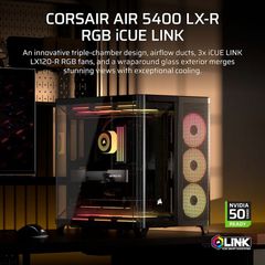 Vỏ Case máy tính Corsair AIR 5400 Tempered Glass Mid-Tower LX-R RGB iCUE LINK - BLACK