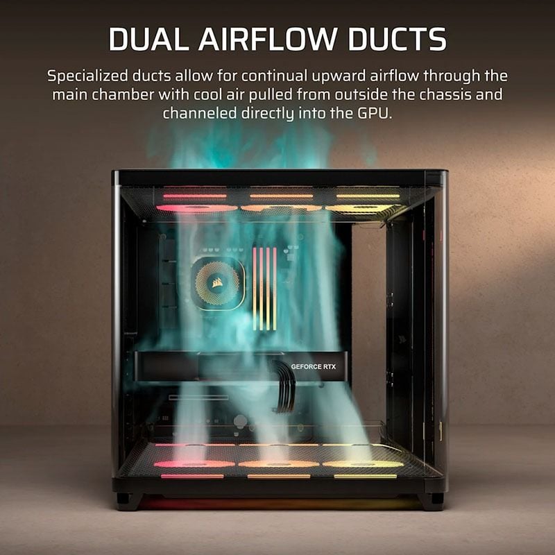 Vỏ Case máy tính Corsair AIR 5400 Tempered Glass Mid-Tower LX-R RGB iCUE LINK - BLACK