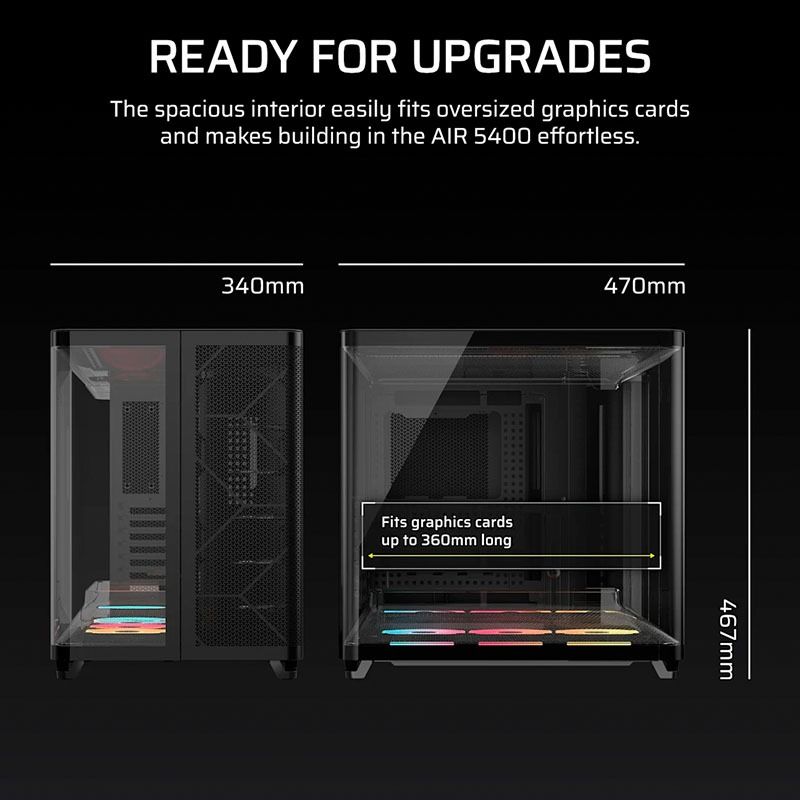 Vỏ Case máy tính Corsair AIR 5400 Tempered Glass Mid-Tower LX-R RGB iCUE LINK - BLACK