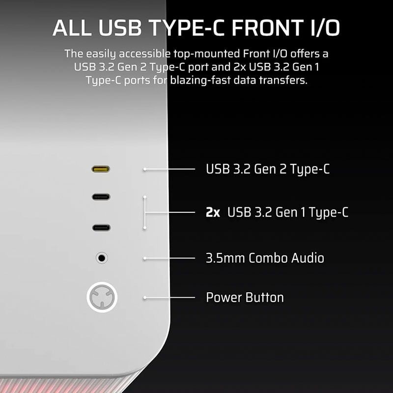 Vỏ Case máy tính Corsair AIR 5400 Tempered Glass Mid-Tower RS-R ARGB - WHITE