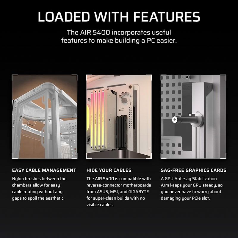 Vỏ Case máy tính Corsair AIR 5400 Tempered Glass Mid-Tower RS-R ARGB - WHITE