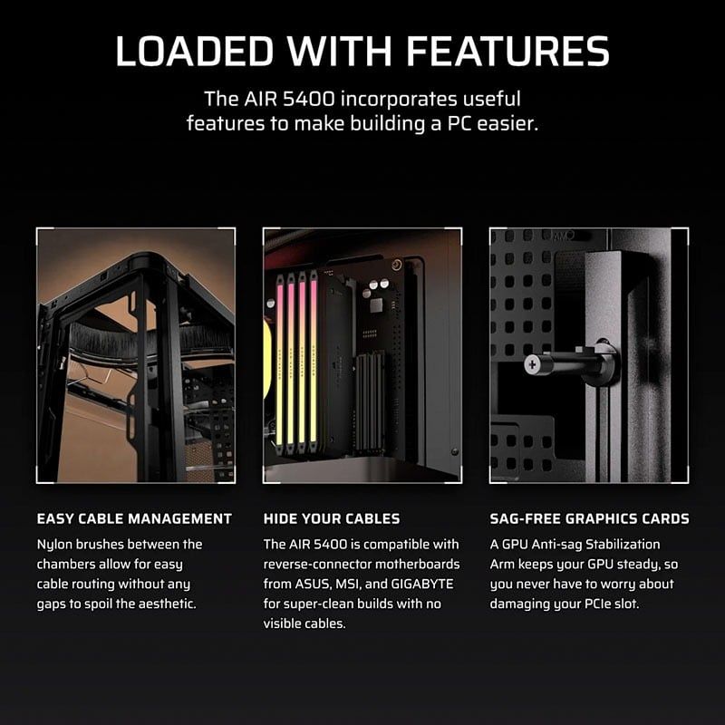 Vỏ Case máy tính Corsair AIR 5400 Tempered Glass Mid-Tower RS-R ARGB - BLACK