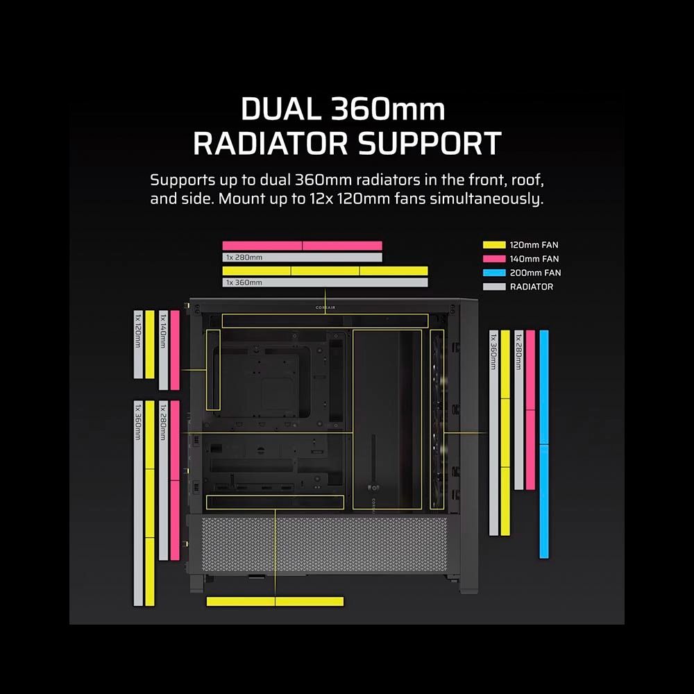 Vỏ Case máy tính Corsair FRAME 4000D RS ARGB Mid-Tower - BLACK