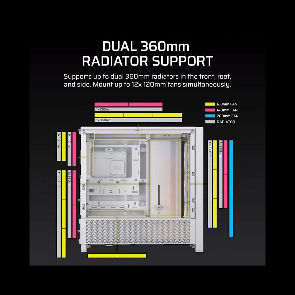 Vỏ Case máy tính Corsair FRAME 4000D RS ARGB Mid-Tower - WHITE