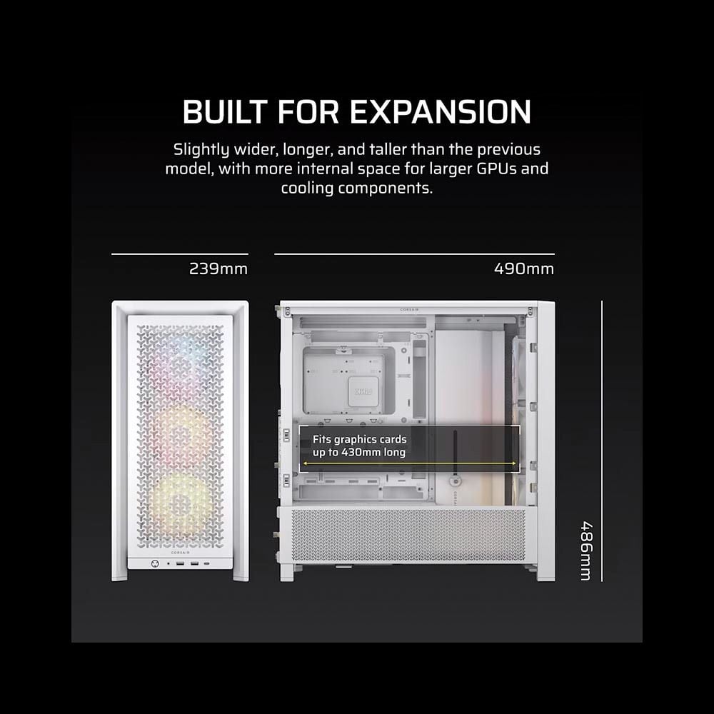 Vỏ Case máy tính Corsair FRAME 4000D RS ARGB Mid-Tower - WHITE