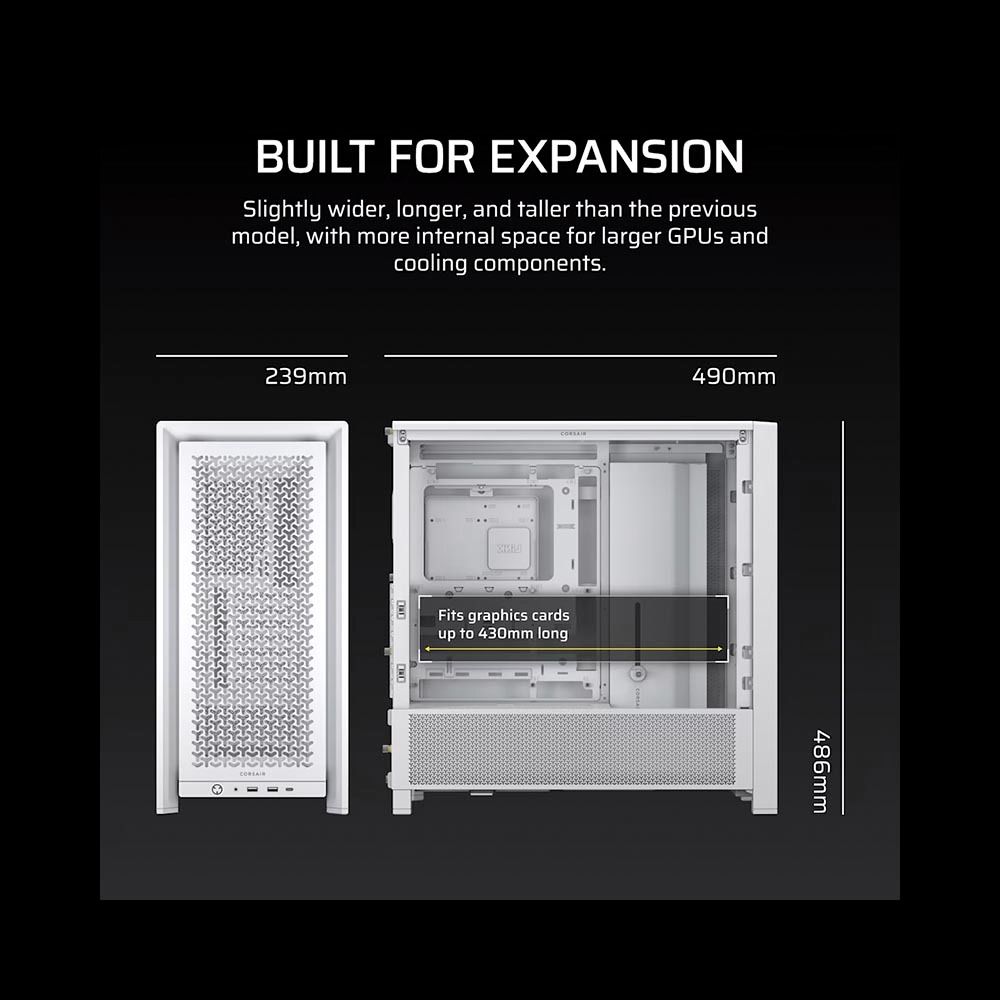 Vỏ Case máy tính Corsair FRAME 4000D Mid-Tower - WHITE