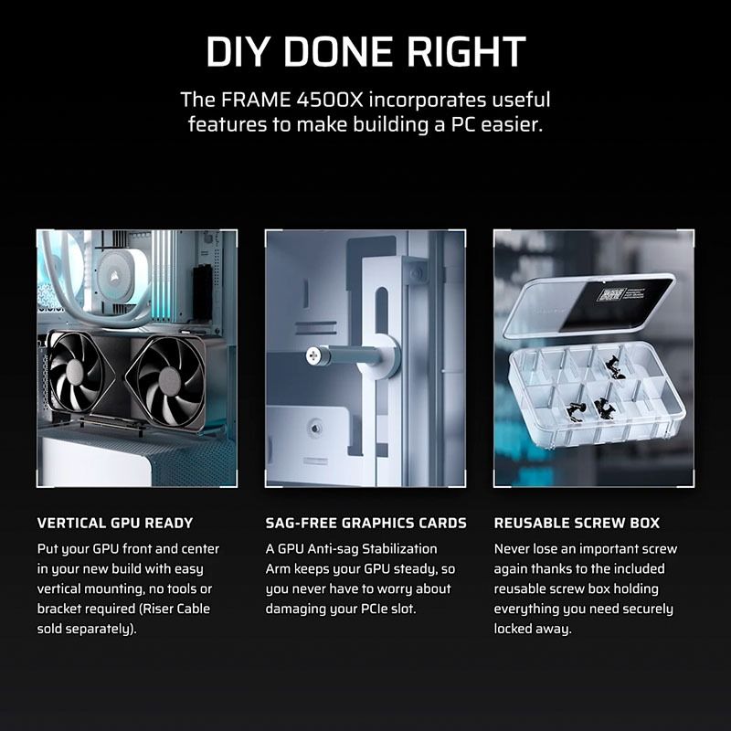 Vỏ Case máy tính Corsair FRAME 4500X RS-R ARGB Panoramic - WHITE