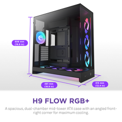 Vỏ Case NZXT H9 Flow RGB Plus (2025) All - BLACK