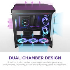 Vỏ Case NZXT H9 Flow RGB Plus (2025) All - BLACK