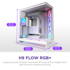 Vỏ Case NZXT H9 Flow RGB Plus (2025) All - WHITE