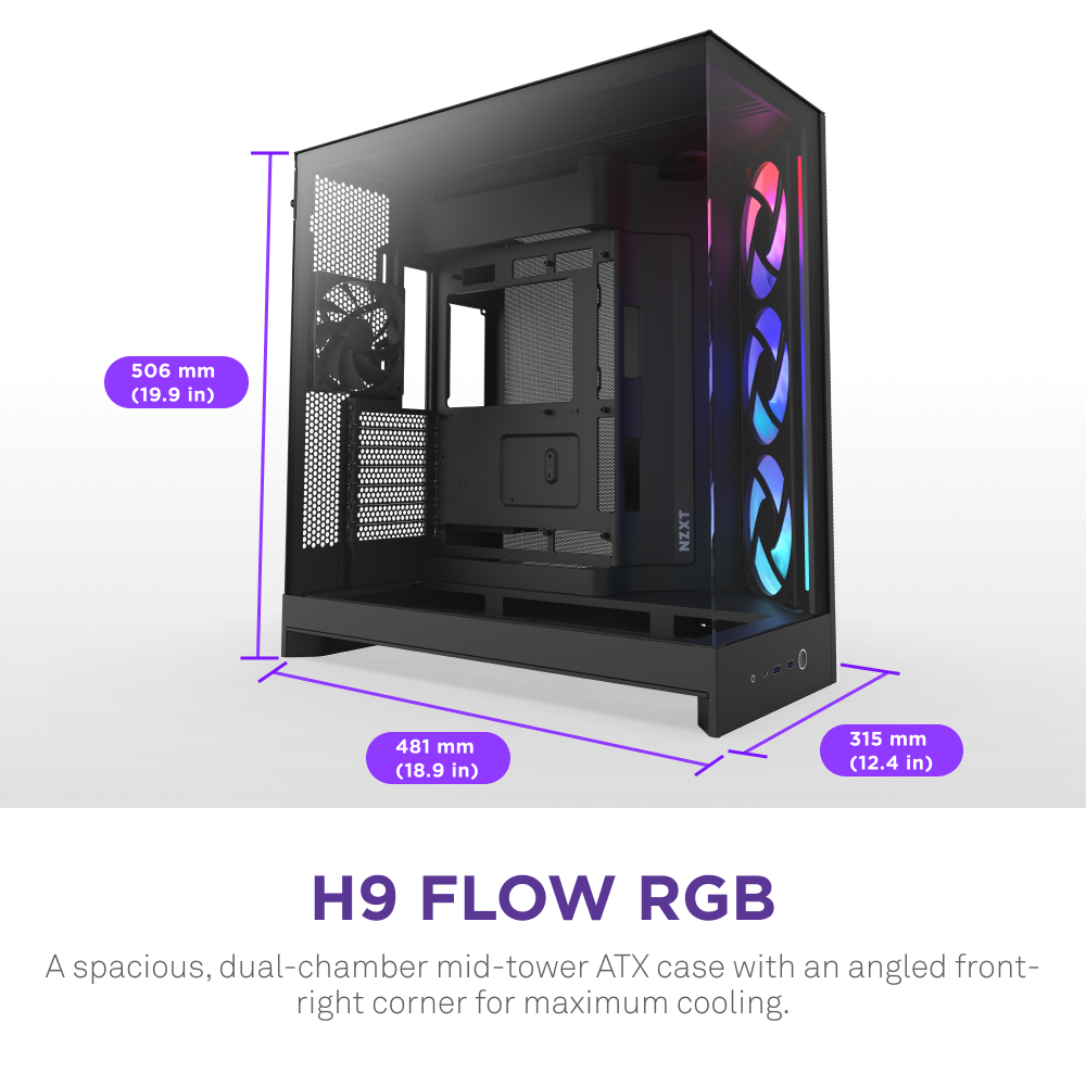 Vỏ Case NZXT H9 FLOW RGB ALL - BLACK