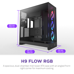 Vỏ Case NZXT H9 FLOW RGB ALL - BLACK