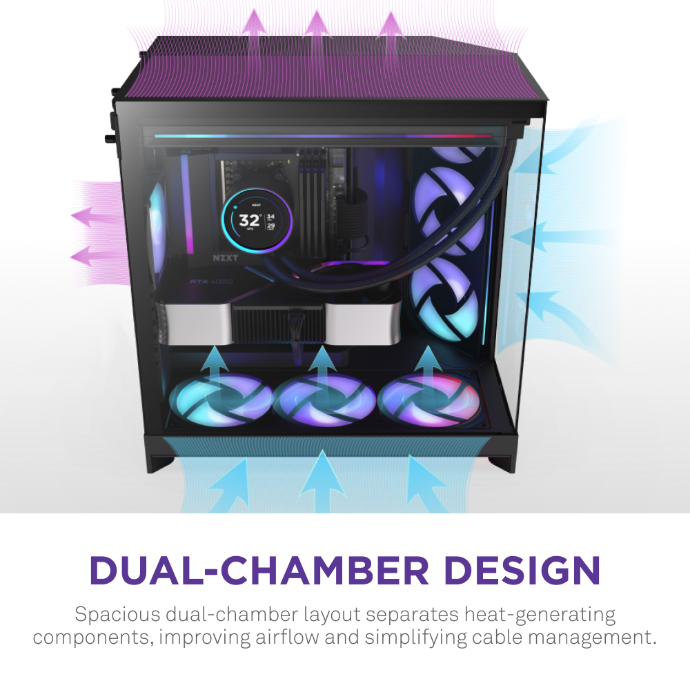 Vỏ Case NZXT H9 FLOW RGB ALL - BLACK