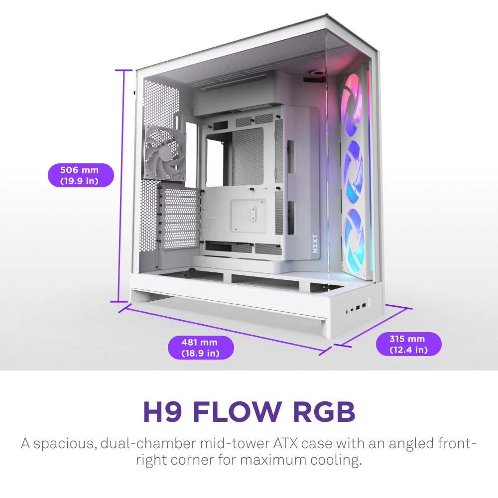 Vỏ Case NZXT H9 FLOW RGB ALL - WHITE