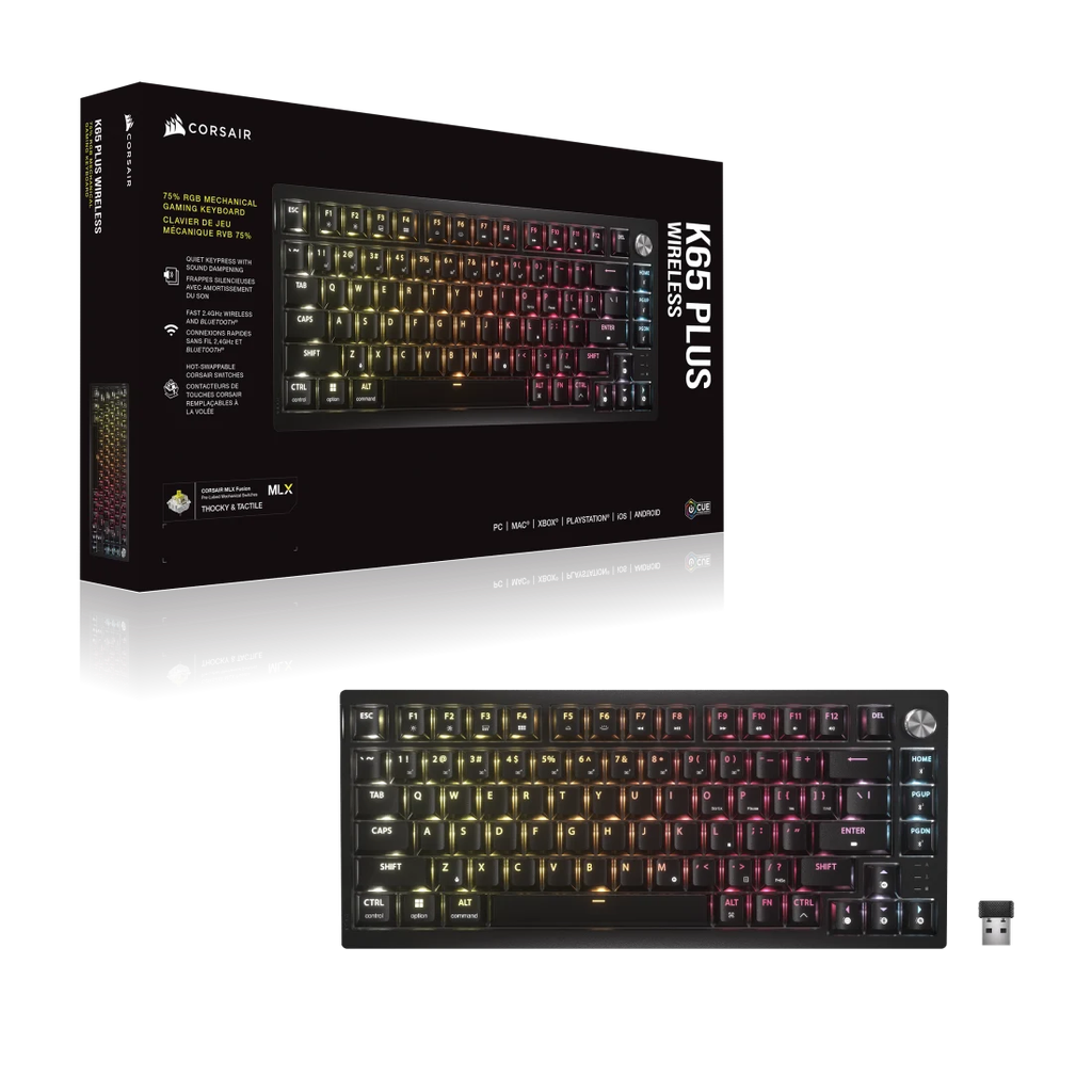 Bàn phím không dây Corsair K65 PLUS Tactile RGB - BLACK