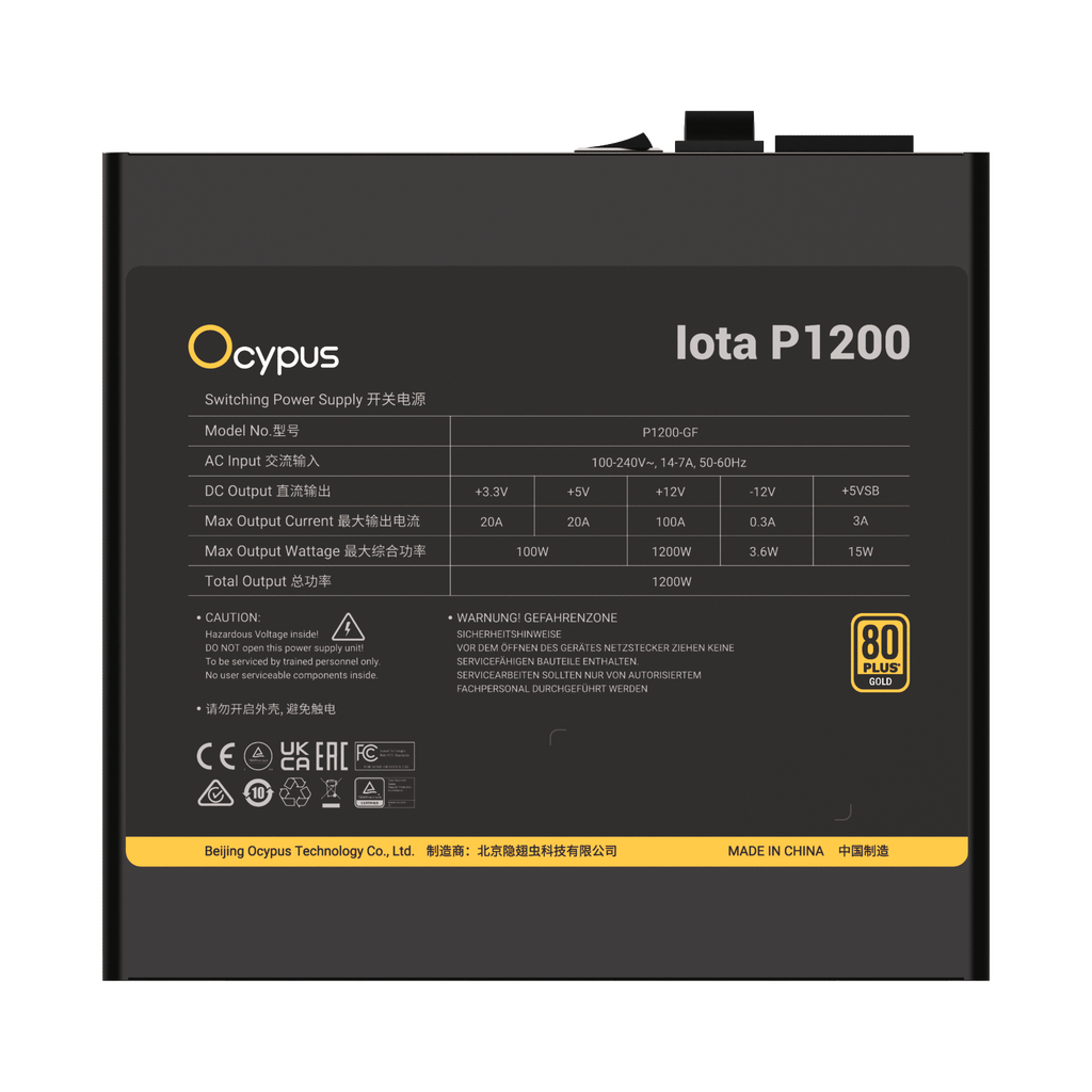 Nguồn Ocypus Lota P1200 Full Modular ATX 3.1 PCIe 5.1 80 Plus Gold