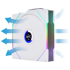 Fan Case LIAN LI UNI FAN TL WIRELESS LCD 120 | REVERSE | SINGLE PACK - WHITE (1 QUẠT LCD/CÁNH NGƯỢC)