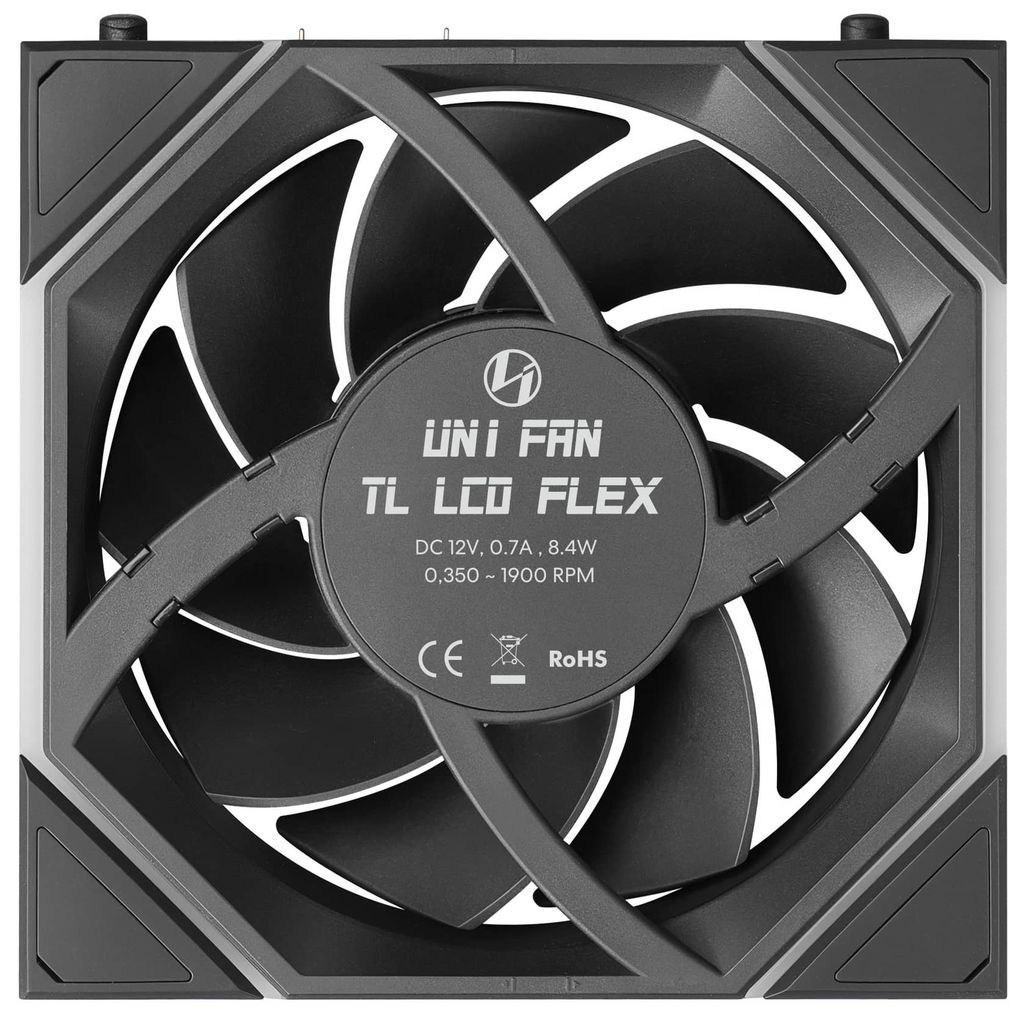 Fan case Lian Li Uni Fan TL LCD FLEX 120 REGULAR | REVERSED BLADE - BLACK (Quạt lẻ 12cm)