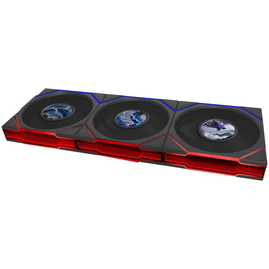 Bộ 3 fan case Lian Li Uni Fan TL FLEX LCD 120 REGULAR | REVERSED BLADE - BLACK (Quạt LCD 12cm)