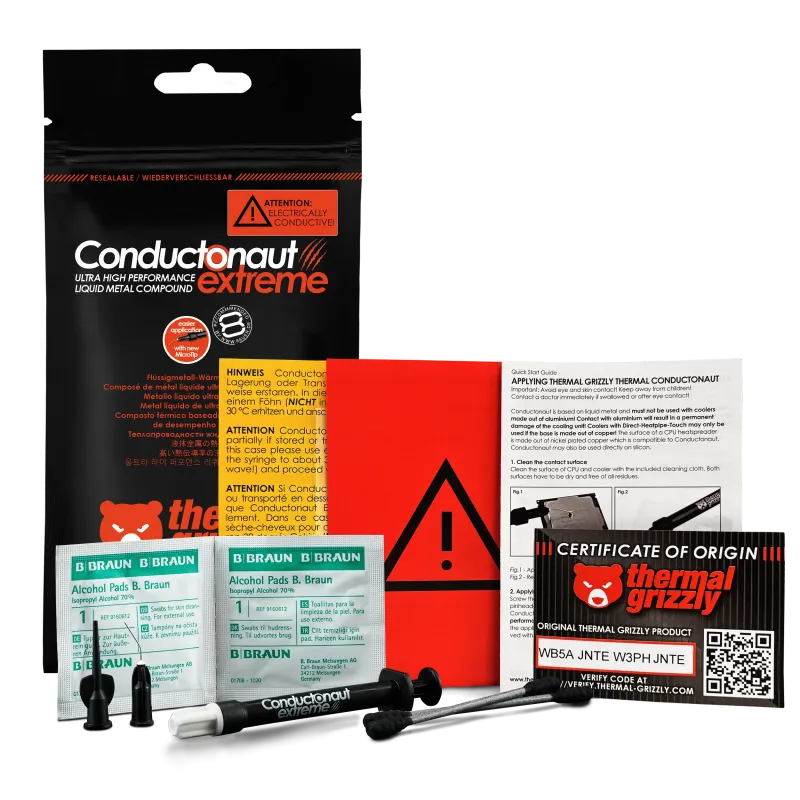 Keo tản nhiệt Kim loại lỏng CPU Thermal Grizzly Conductonaut EXTREME 1g  |  5g