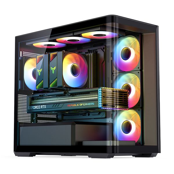 Vỏ case JONSBO D300 BLACK (mATX/Mid Tower/Màu Đen/Kính Cong)