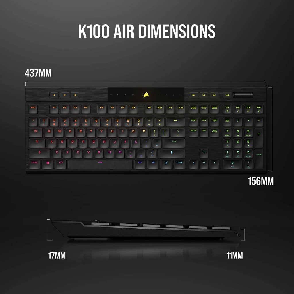 Bàn phím không dây Corsair K100 AIR MX ULP TCT-RGB - BLACK