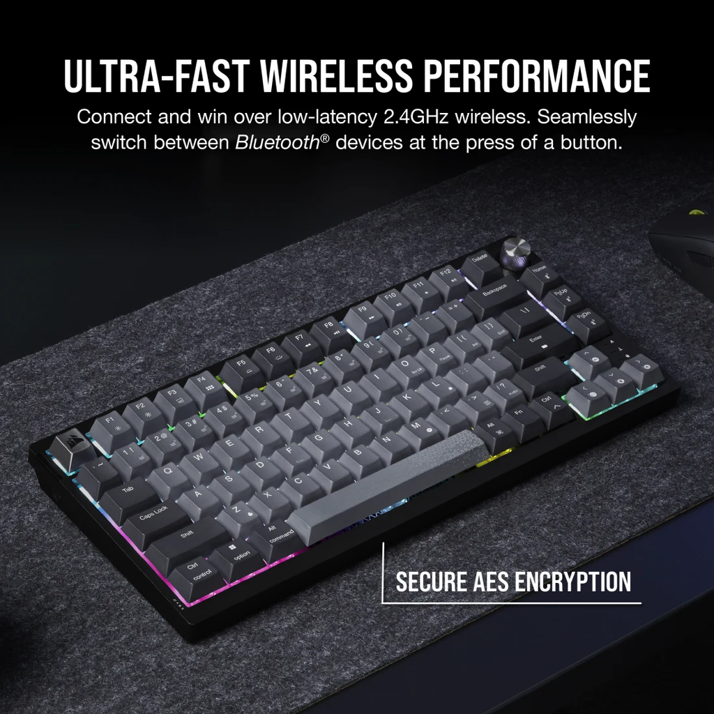 Bàn phím không dây Corsair K65 CSR RED-BLK-RGB-GREY
