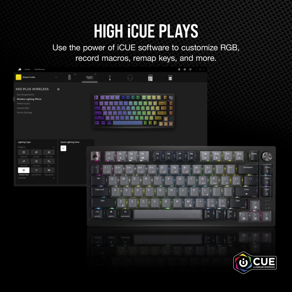 Bàn phím không dây Corsair K65 CSR RED-BLK-RGB-GREY