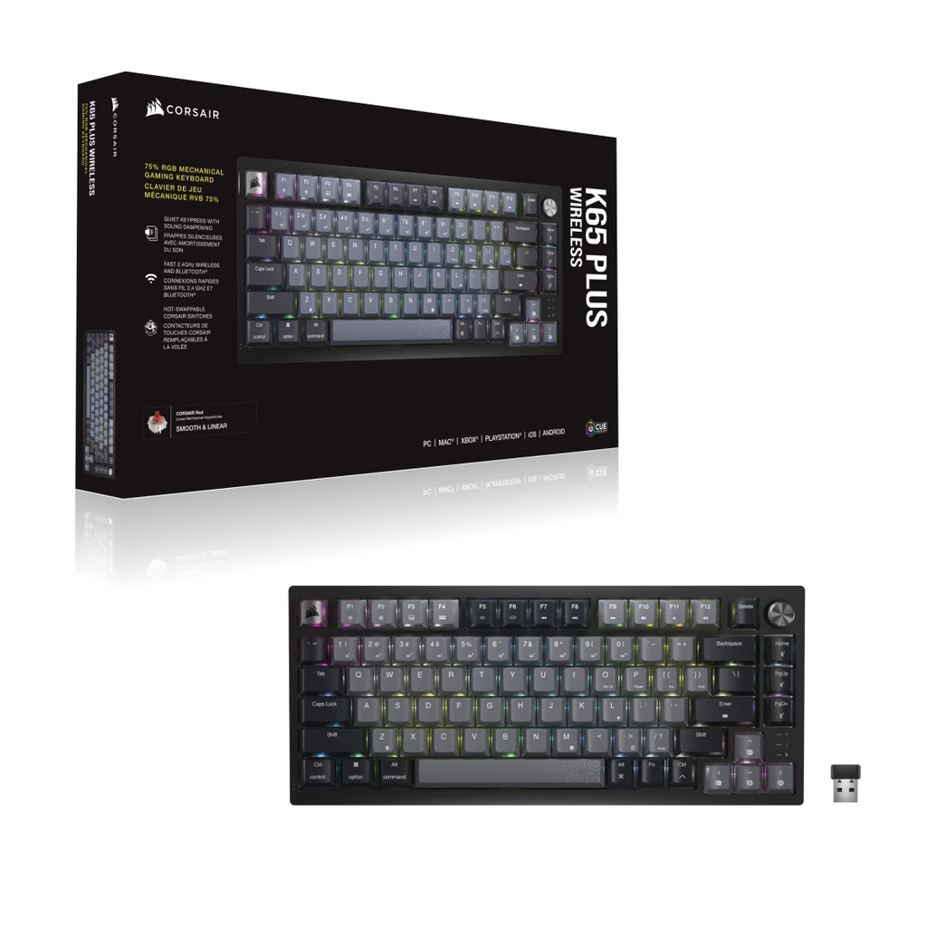 Bàn phím không dây Corsair K65 CSR RED-BLK-RGB-GREY