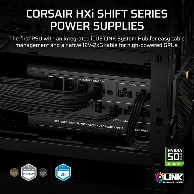 Nguồn máy tính Corsair HX1200i SHIFT ATX 3.1 & PCIe 5.1 - 80 Plus Platinum - Full Modul