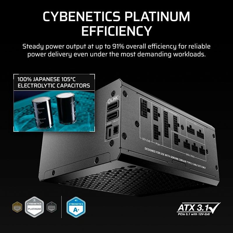 Nguồn máy tính Corsair HX1200i SHIFT ATX 3.1 & PCIe 5.1 - 80 Plus Platinum - Full Modul