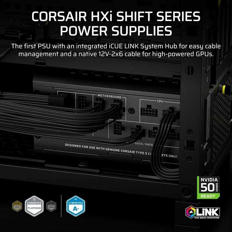 Nguồn máy tính Corsair HX1500i SHIFT ATX 3.1 & PCIe 5.1 - 80 Plus Platinum - Full Modul