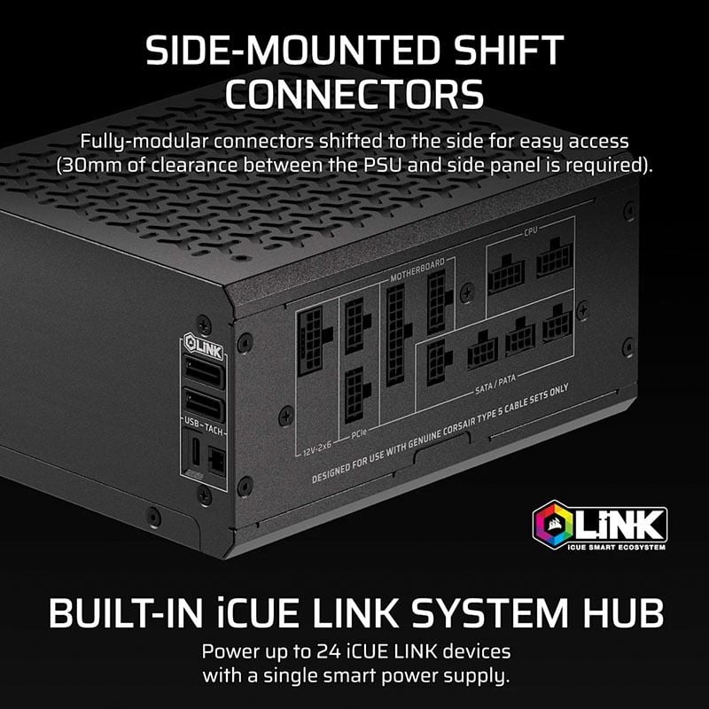Nguồn máy tính Corsair HX1500i SHIFT ATX 3.1 & PCIe 5.1 - 80 Plus Platinum - Full Modul