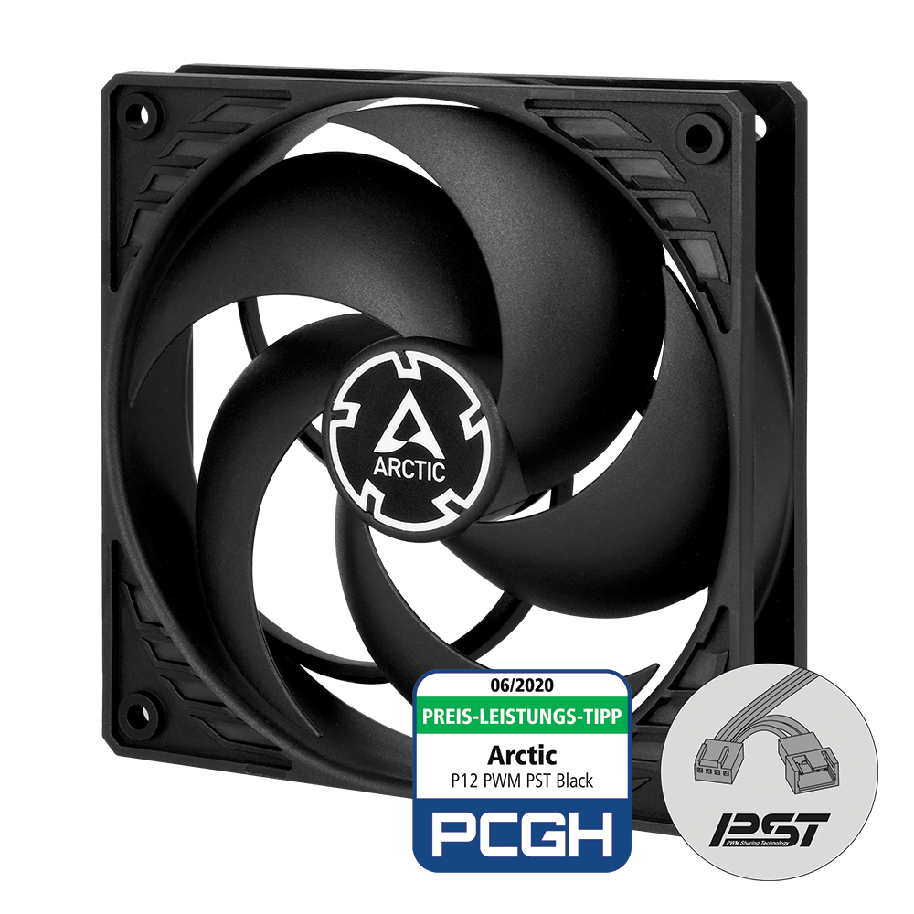 Bộ kit 5 quạt tản nhiệt Arctic P12 PWM PST Fan Black - Pack 5 Fan Case (ACFAN00137A)