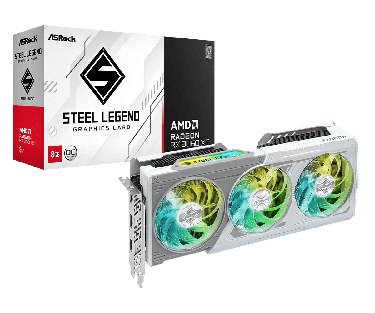 CARD ĐỒ HỌA ASROCK RX 9060 XT Steel Legend 8GB OC (RX9060XT SL 8GO)