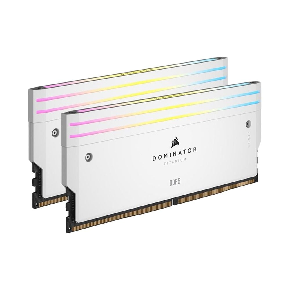 Bộ nhớ RAM PC Corsair DDR5 6000MT/s 64GB 2x32GB DIMM XMP 3.0 DOMINATOR TITANIUM White Heatspreader RGB LED 1.4V - WHITE