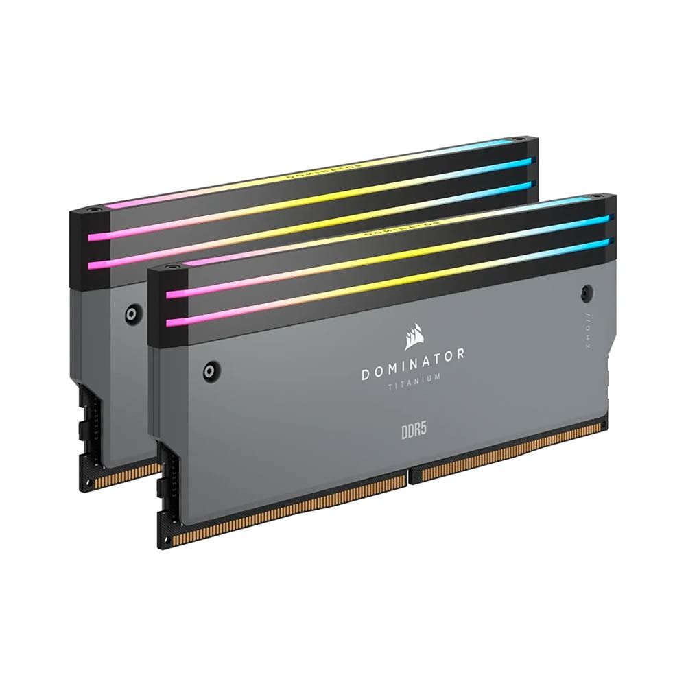 Bộ nhớ RAM PC Corsair DDR5 6000MT/s 64GB 2x32GB DIMM XMP 3.0 DOMINATOR TITANIUM Grey Heatspreader for AMD RGB LED 1.4V - GREY