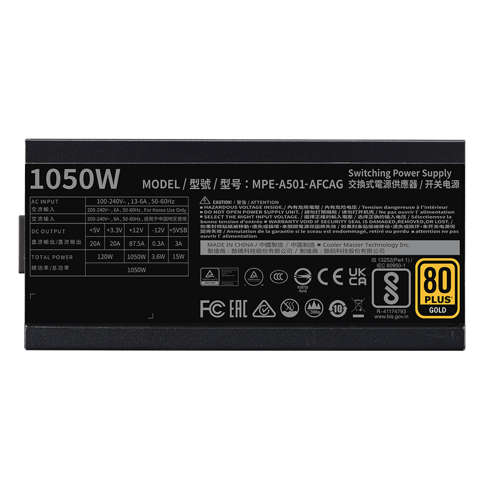 Nguồn Cooler Master MWE V2 1050 ATX 3.1 Full modular | 80+ Gold