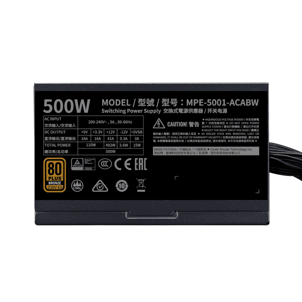 Nguồn Cooler Master MWE 500 V2 230V 80+ BRONZE
