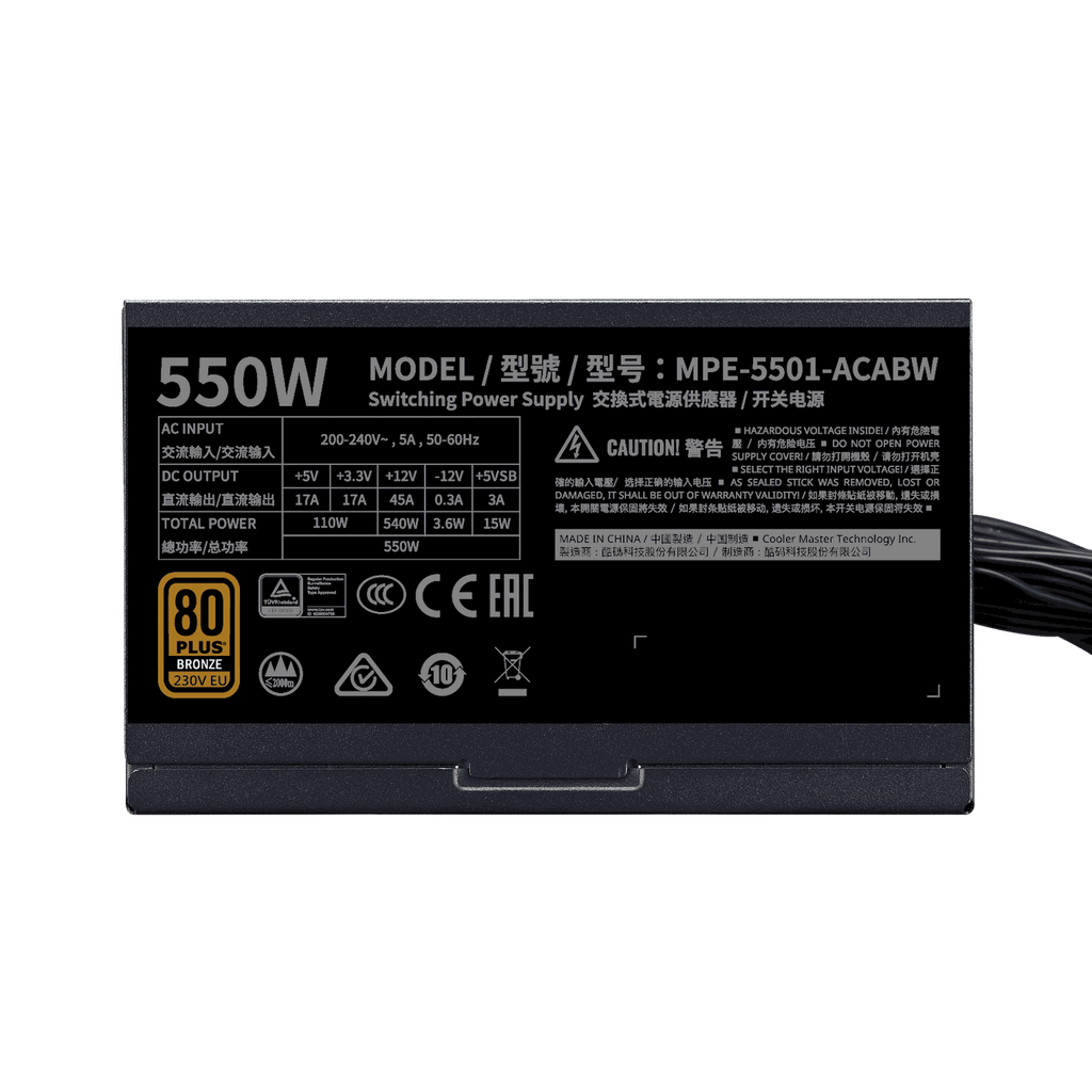 Nguồn Cooler Master MWE 550 V2 230V 80+ BRONZE